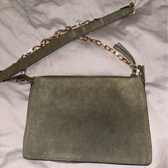 Elegant Zara Olive Green Suede Women's Bag - Picture 2 of 4